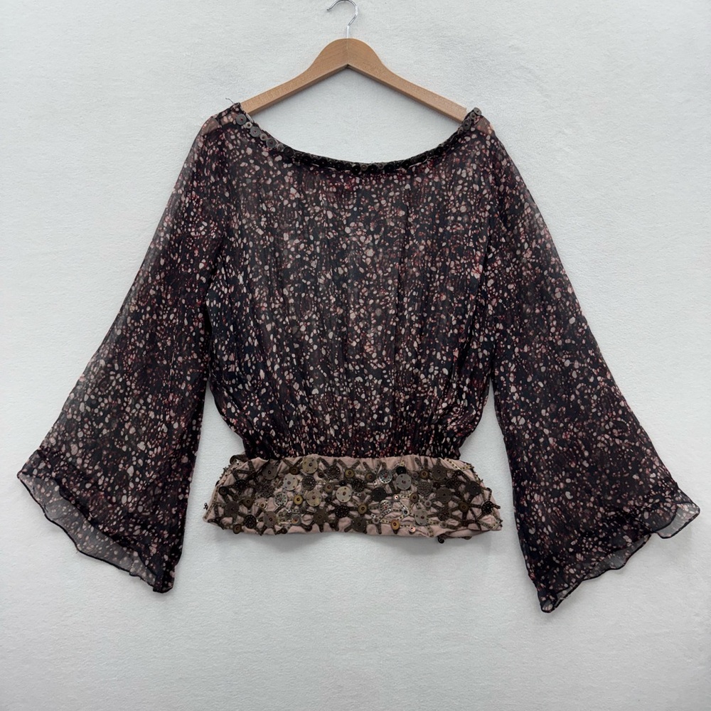 Joolay Women’s Medium Sheer Embellished Rayon Kimono Top